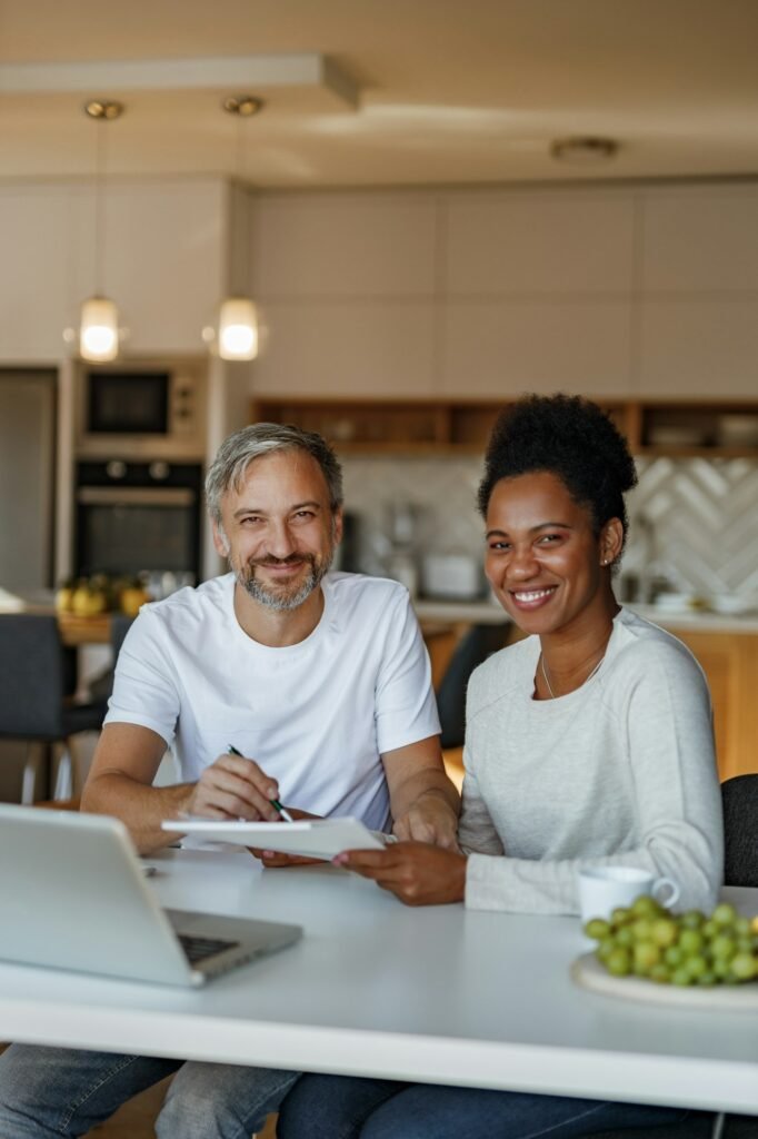 Man and woman solving finance things.